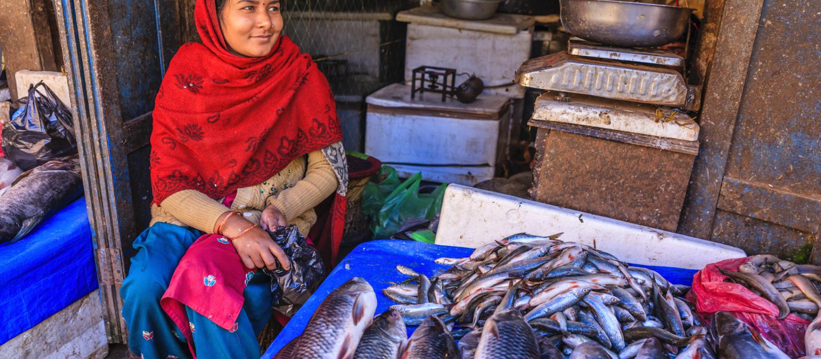 woman in fish market