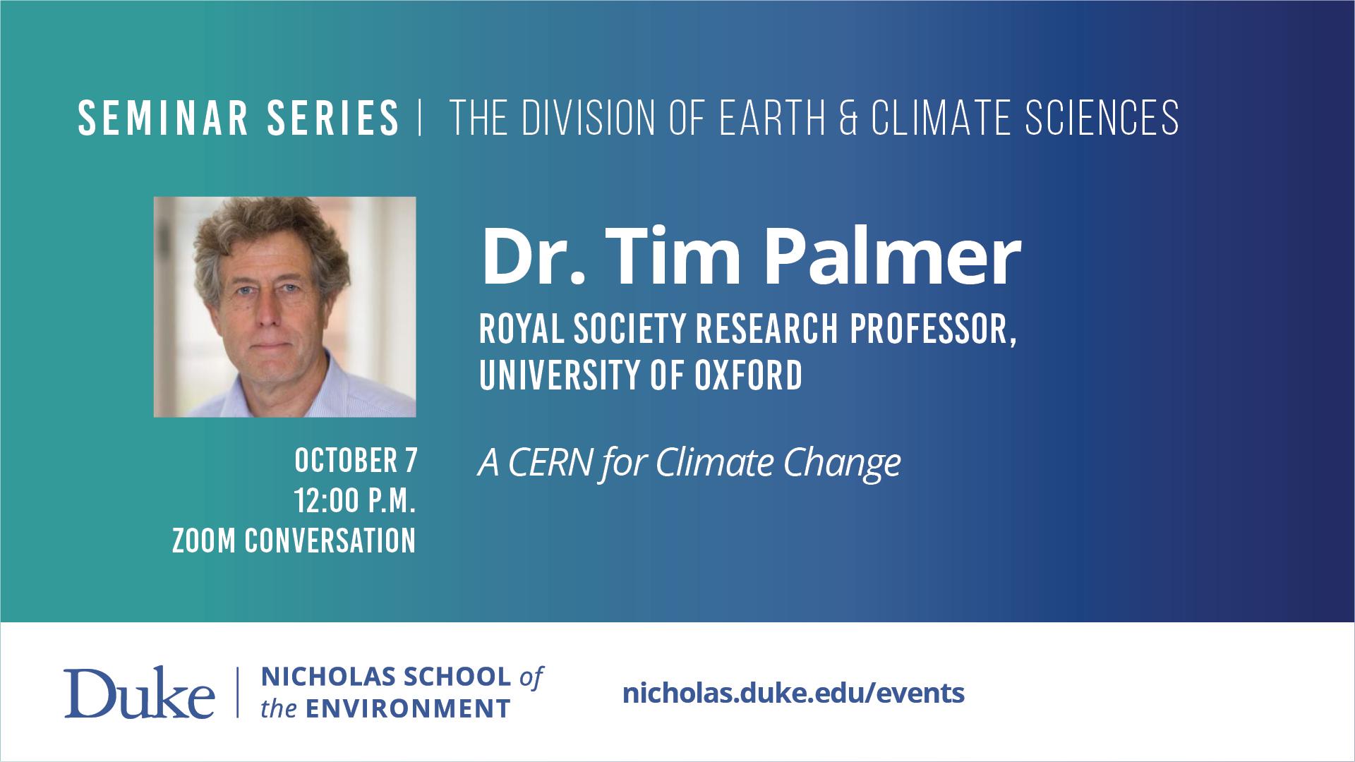 Dr. Tim Palmer ECS seminar series October 7
