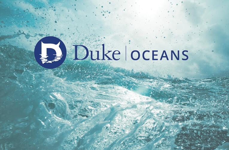 'Oceans at Duke' logo on image of ocean wave